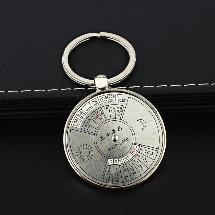 Wholesale creative men's Chinese and English perpetual calendar keychain JDC-KC-ManM026
