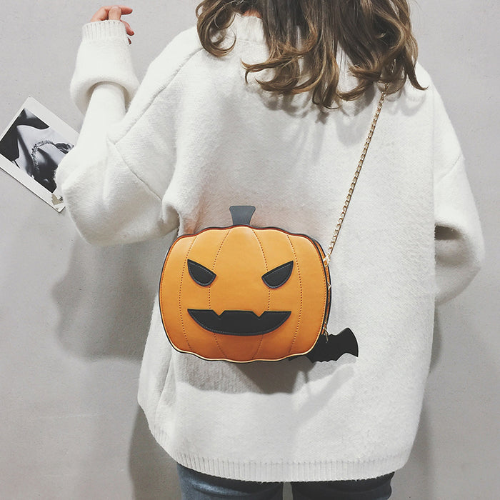 Bolsa de hombro al por mayor Halloween Linda bolsa de cadena de calabaza MOQ≥2 JDC-SD-CHUFENG001
