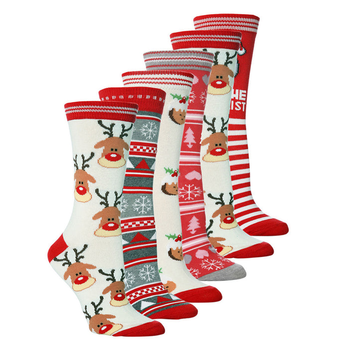 Wholesale Socks Cotton Stretch Silk Christmas Elk Stockings MOQ≥3 JDC-SK-XQ009