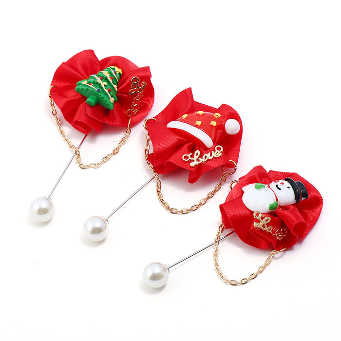 Wholesale Brooch Fabric Christmas One Word Pearl Sweater Accessories JDC-BC-MDD005