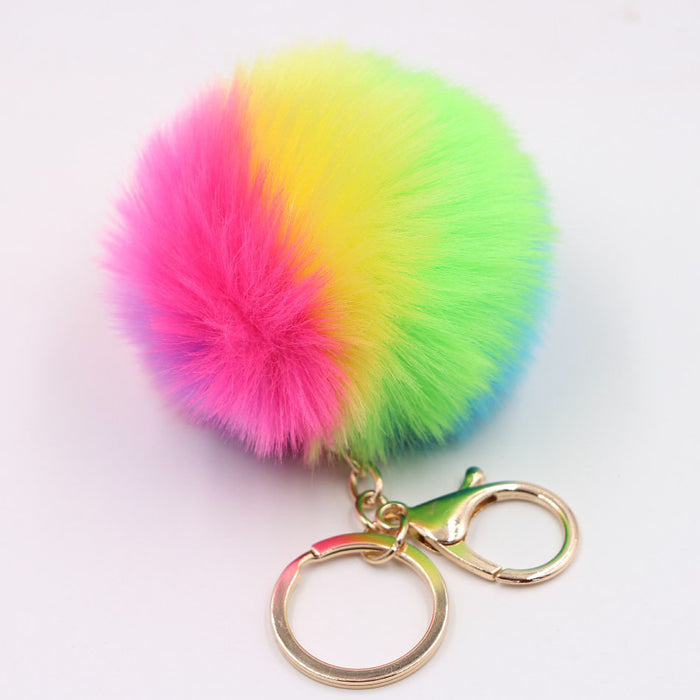 Jewelry WholesaleWholesale Alloy Faux Hair Rainbow Hair Ball Pom Pom Keychain JDC-KC-Zuge037 Keychains 祖格 %variant_option1% %variant_option2% %variant_option3%  Factory Price JoyasDeChina Joyas De China