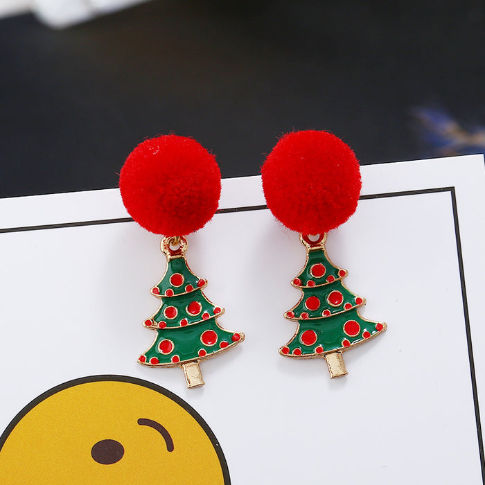 Wholesale Earrings Alloy Hair Ball Christmas Asymmetric Snowman Letters JDC-ES-MDD078