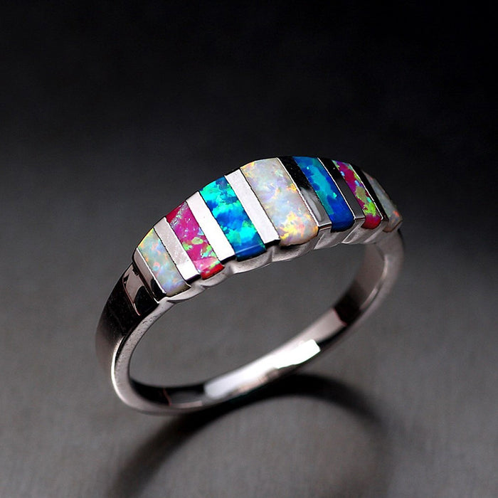 Wholesale Colored Opal Alloy Rings JDC-RS-ChenR033