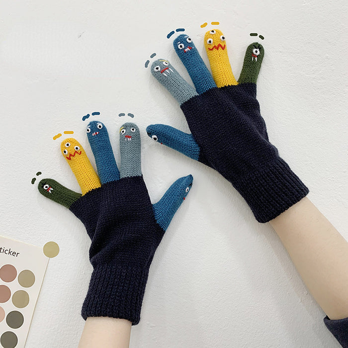 Wholesale Gloves Polyester Funny Expression Cartoon Five Fingers Warm JDC-GS-YuNuo005