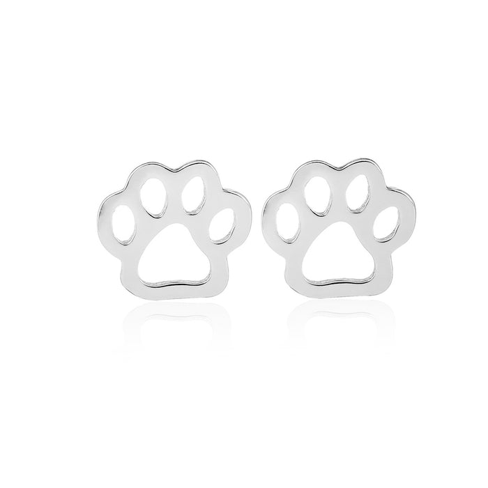 Wholesale Hollow Dog Paw Cat Paw Pet Footprint Stainless Steel Earrings JDC-ES-SS005