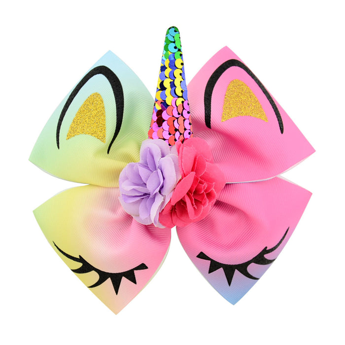 Wholesale Flip Sequin Foil Stamping Simulation Flower Bow Hair Clip MOQ≥2 JDC-HC-YL078