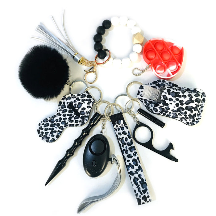 Wholesale Silicone Beaded Diving Material Hair Ball Wristlet Keychain Set MOQ≥3 JDC-KC-LFeng004