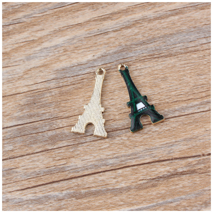 Wholesale Eiffel Tower Keychain Bulk Alloy DIY Drip Oil Printing Pattern 10pcs JDC-KC-XiaoLu001