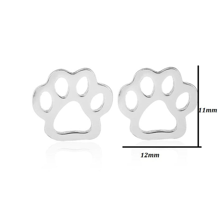 Wholesale Hollow Dog Paw Cat Paw Pet Footprint Stainless Steel Earrings JDC-ES-SS005