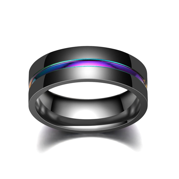 Anillo al por mayor acero inoxidable de acero inoxidable ranurado colorido anillo de dominante de hombres MOQ≥2 JCD-RS-TS001