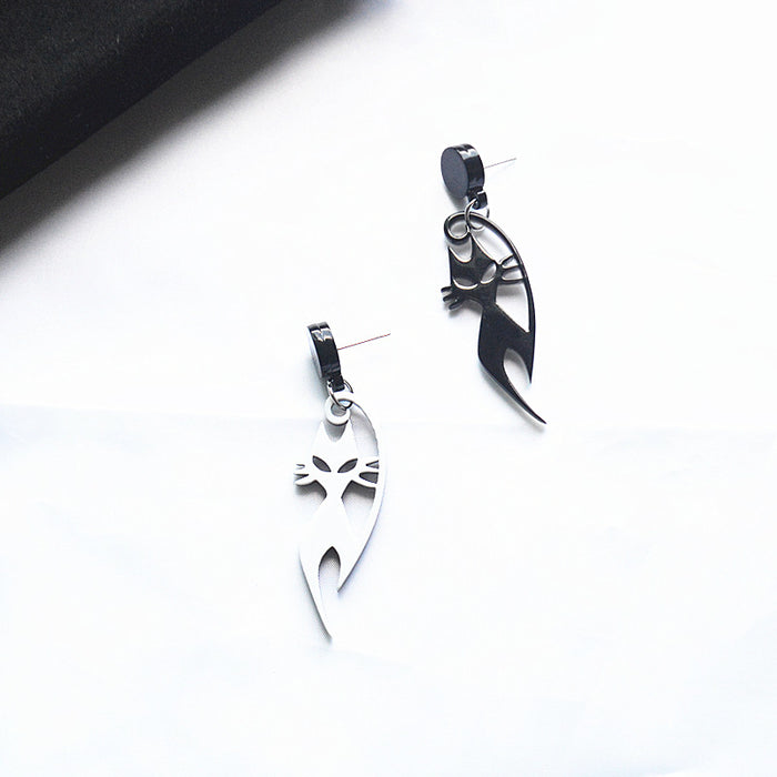 Wholesale Earrings Acrylic Black and White Cat Asymmetrical Earrings JDC-ES-Xienuo009