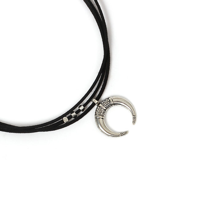 Wholesale Necklace Flannel Moon Horns Pendant MOQ≥2 JDC-NE-YiR009