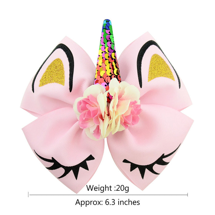 Wholesale Flip Sequin Foil Stamping Simulation Flower Bow Hair Clip MOQ≥2 JDC-HC-YL078