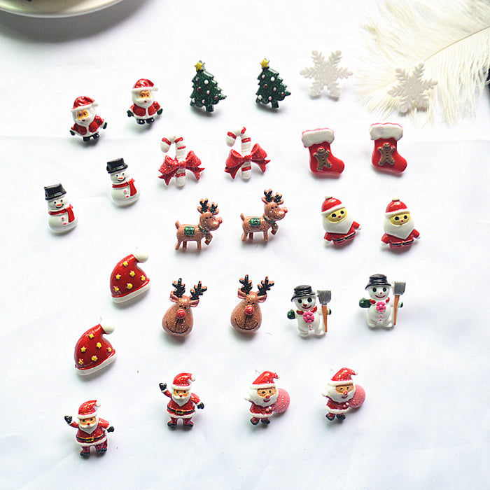Wholesale Earrings Resin Christmas Hand Painted Snowflake Old Man JDC-ES-Xienuo023