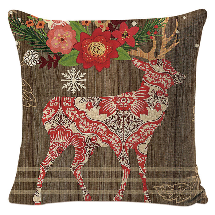 Wholesale Pillowcase Christmas Elk Collection Linen MOQ≥2 JDC-PW-Hehua005