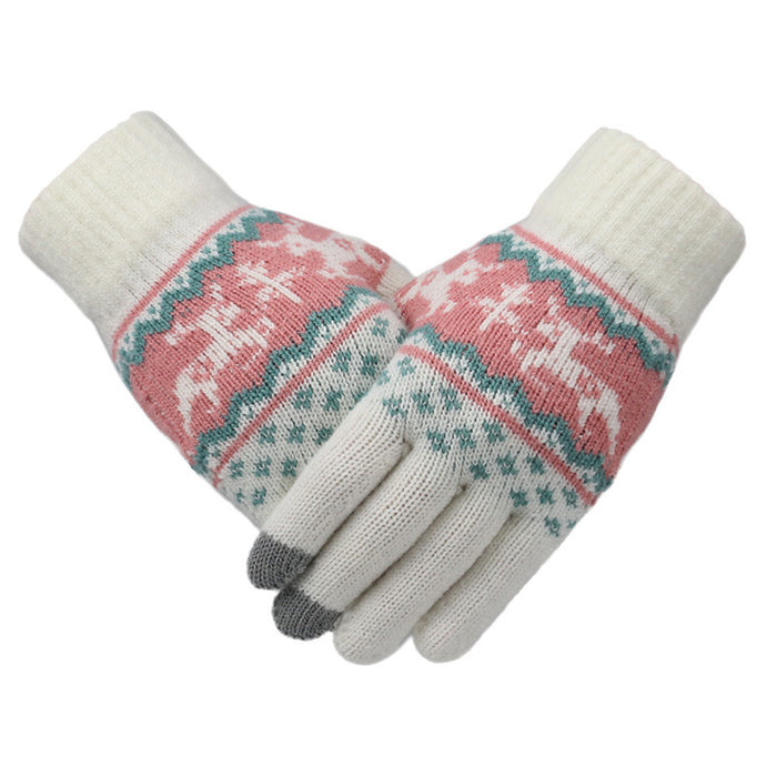 Wholesale Gloves Knitted Fawn Christmas Plush Touch Screen Warm JDC-GS-FanP009