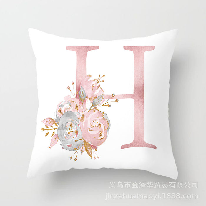 Funda de almohada al por mayor Letras de color rosa de color melocotón JDC-PW-Jinze014
