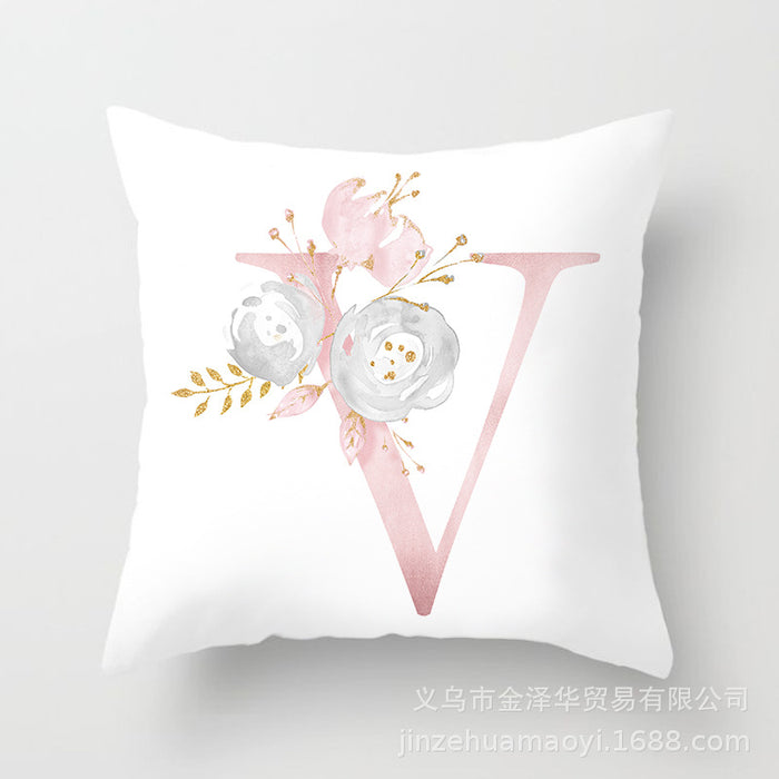 Funda de almohada al por mayor Letras de color rosa de color melocotón JDC-PW-Jinze014