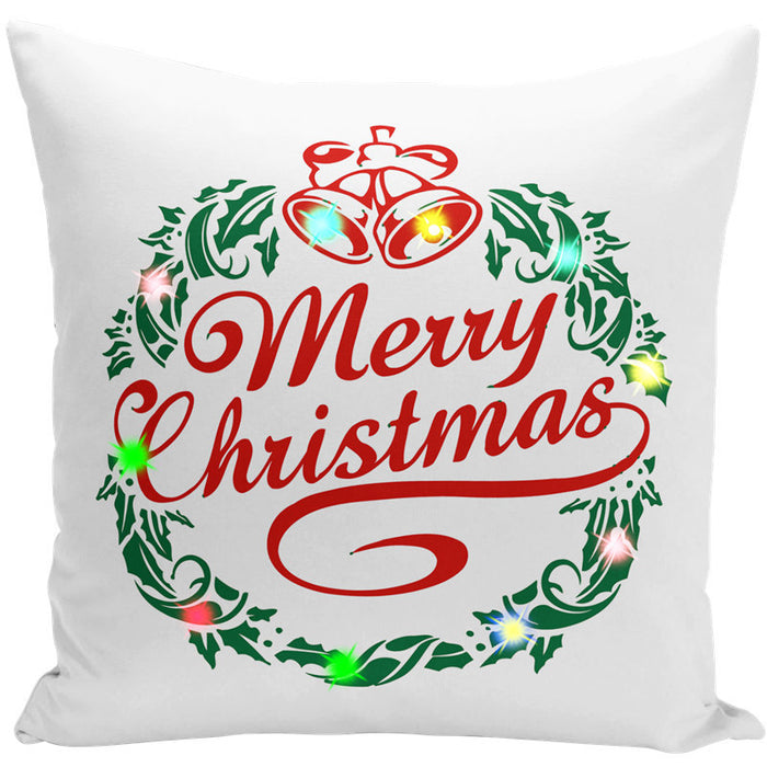 Wholesale Pillow Cover Lantern Santa Elk LED Light Printing Short Plush MOQ≥3 JDC-PW-Yifan002