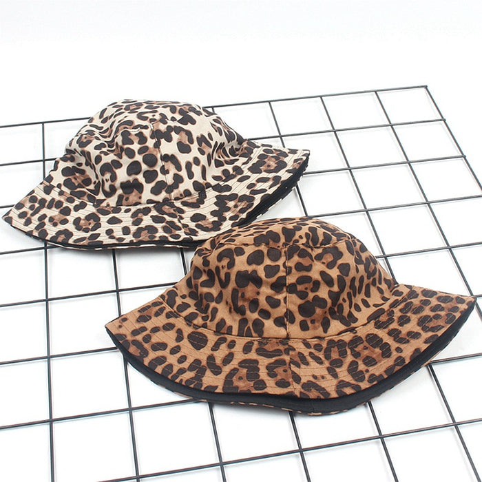En gros daim léopard imprimé pot chapeau de seau de seau pour femmes moq ≥ 2 jdc-ff-lvyi002