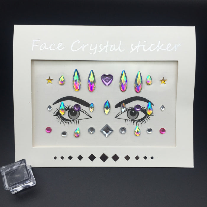 Wholesale acrylic face stickers green resin drill face stickers MOQ≥2 JDC-EY-WWei002