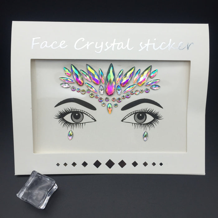 Wholesale acrylic face stickers green resin drill face stickers MOQ≥2 JDC-EY-WWei002