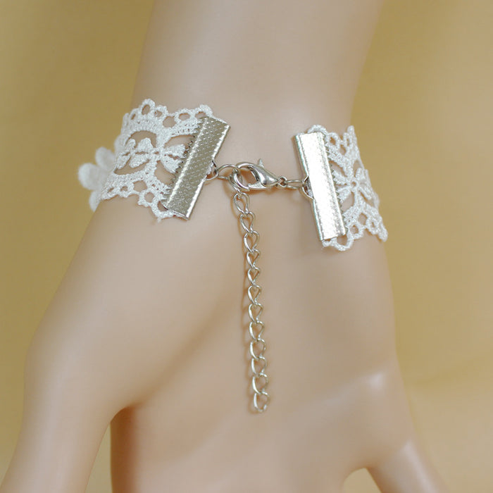 Bracelet de dentelle de perle de rose blanc en gros MOQ ≥2 JDC-RS-Fengy003