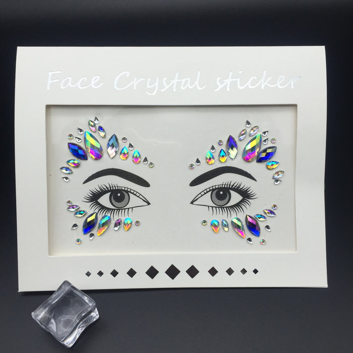 Wholesale acrylic face stickers green resin drill face stickers MOQ≥2 JDC-EY-WWei002