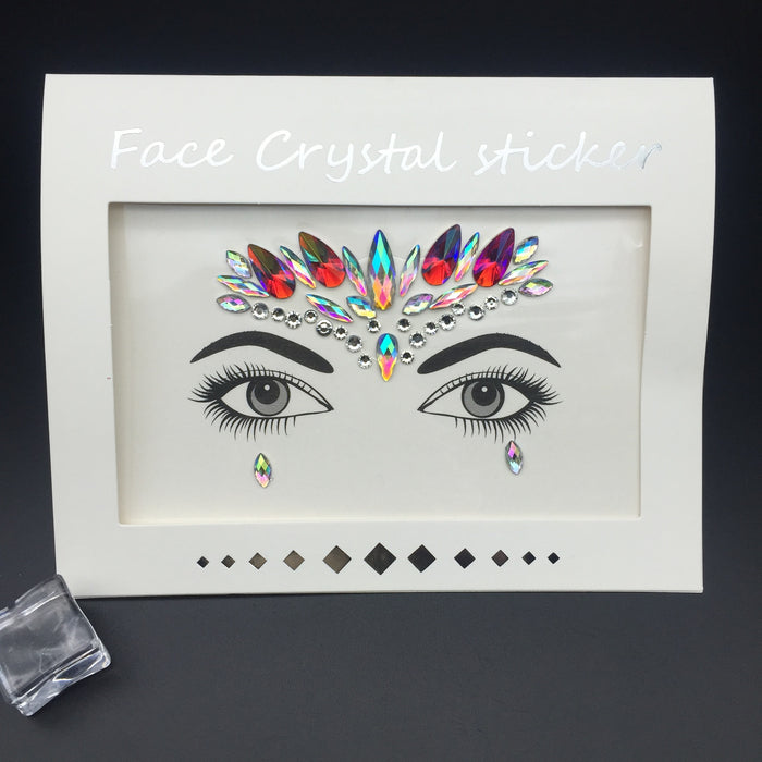 Wholesale acrylic face stickers green resin drill face stickers MOQ≥2 JDC-EY-WWei002