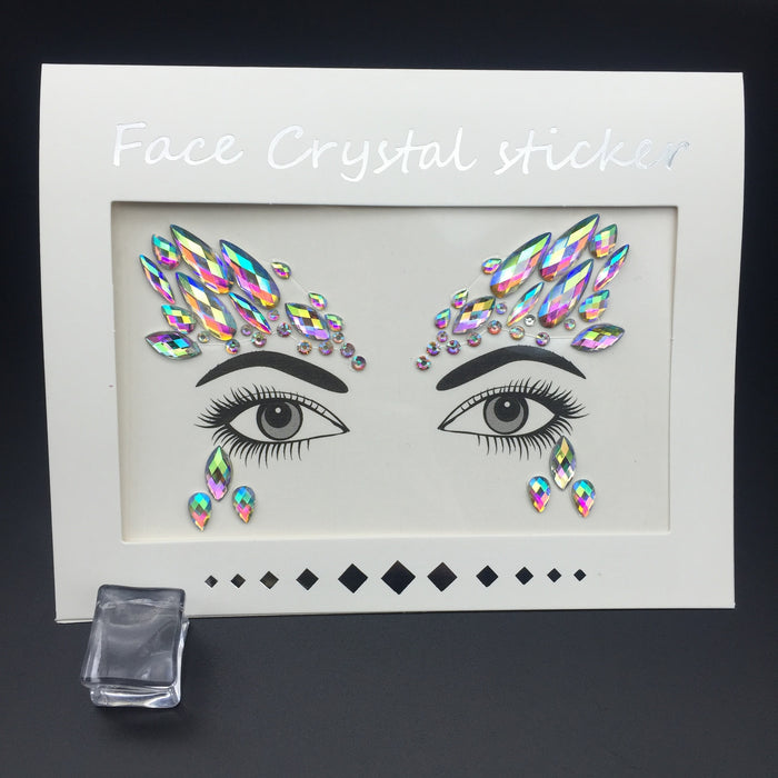 Wholesale acrylic face stickers green resin drill face stickers MOQ≥2 JDC-EY-WWei002