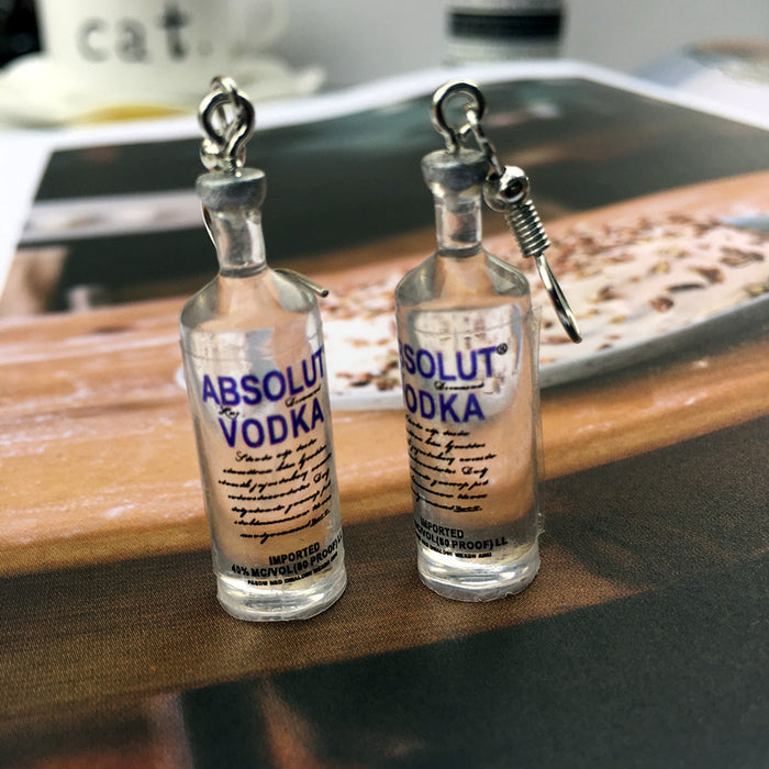 Wholesale Vodka Bottle Resin Earrings Ear Clips JDC-ES-Chouteng004