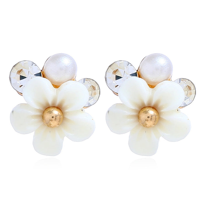 Wholesale Earrings Alloy Flower Pearls MOQ≥2 JDC-ES-KaiQ062
