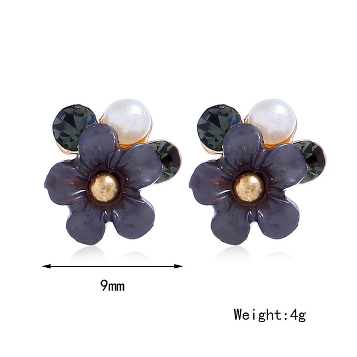 Pendientes al por mayor Pearas de flores de aleación MOQ≥2 JDC-ES-KAIQ062