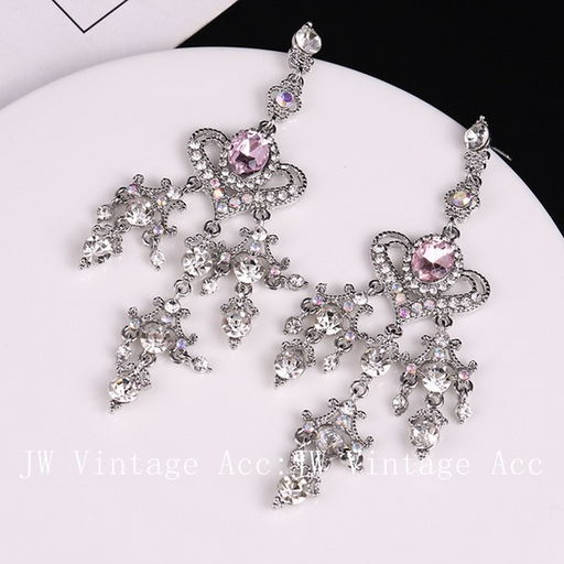 Jewelry WholesaleWholesale Baroque Pink Crystal Heart Tassel Earrings JDC-ES-jw010 Earrings 佳伟 %variant_option1% %variant_option2% %variant_option3%  Factory Price JoyasDeChina Joyas De China