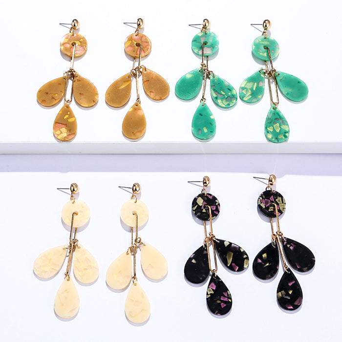Wholesale Earrings Acetate Leaf Shape Multicolor MOQ≥2 JDC-ES-yefen001