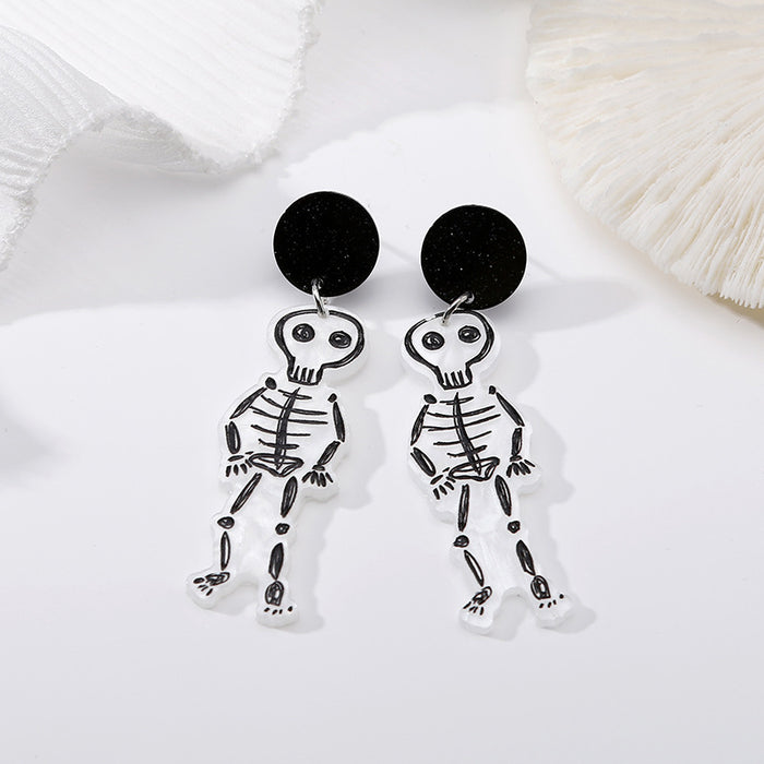Wholesale Earrings Acrylic Halloween Embossed Ghost Skeleton MOQ≥2 JDC-ES-MTu002