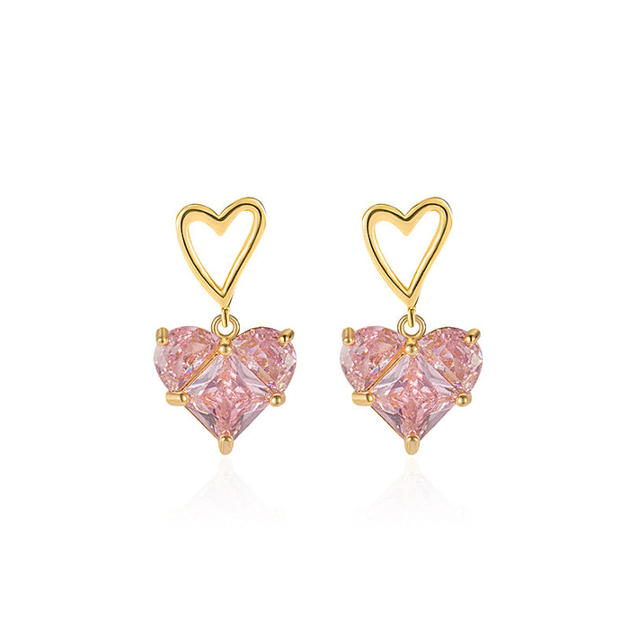 Wholesale Earrings Copper Diamond Heart Zircon JDC-ES-XGS002