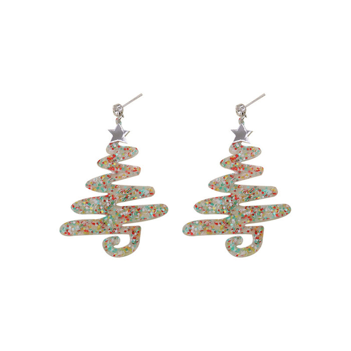 Wholesale Earrings Acrylic Christmas Tree Twisted Irregularly MOQ≥2 JDC-ES-MoShu050