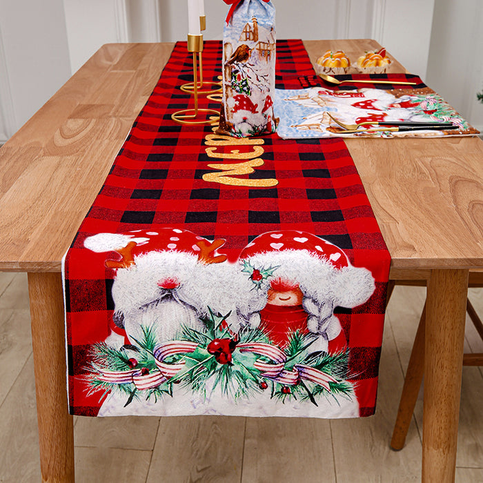 Wholesale Pet Decoration Christmas Red Black Plaid Apron Tablecloth Set JDC-DCN-gangl004