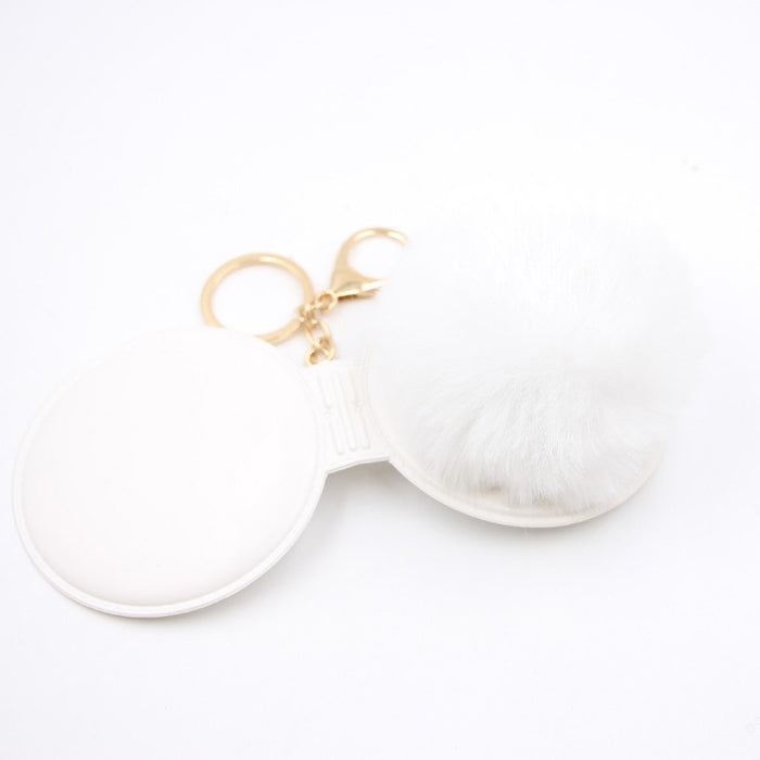 Wholesale Small Mirror Hair Ball Bag Alloy Keychain JDC-KC-Zuge079