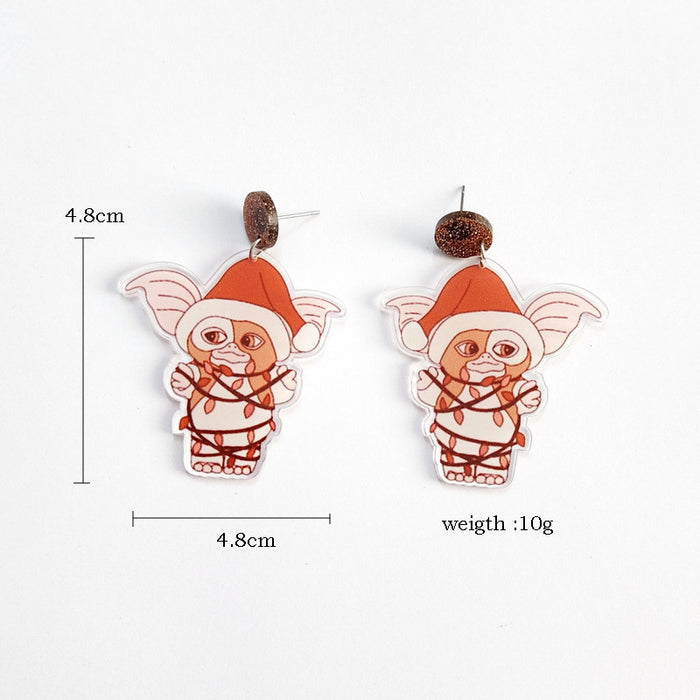 Wholesale Earrings Acrylic Mirror Christmas Elf Fawn Santa Claus JDC-ES-Xuep070