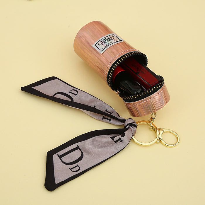 Wholesale Keychain Laser Bright Silk Scarf Lipstick Bag Fashion Storage Coin Purse MOQ≥4 JDC-KC-XiaoKe007