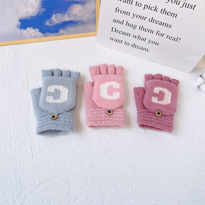Wholesale Gloves Plush Knit Half Finger Flip Cover MOQ≥2 JDC-GS-YuQ004