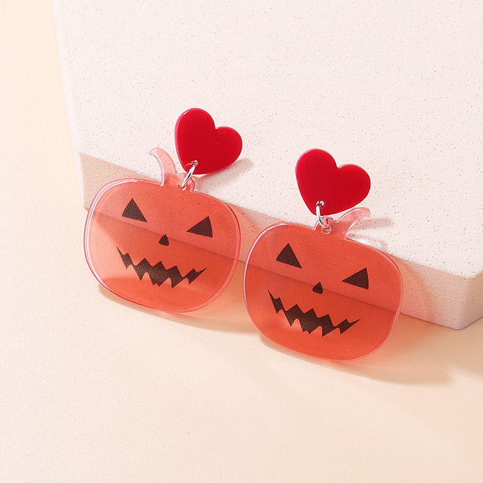 Wholesale Earrings Acrylic Halloween Pumpkin Ghost MOQ≥2 JDC-ES-MTu003