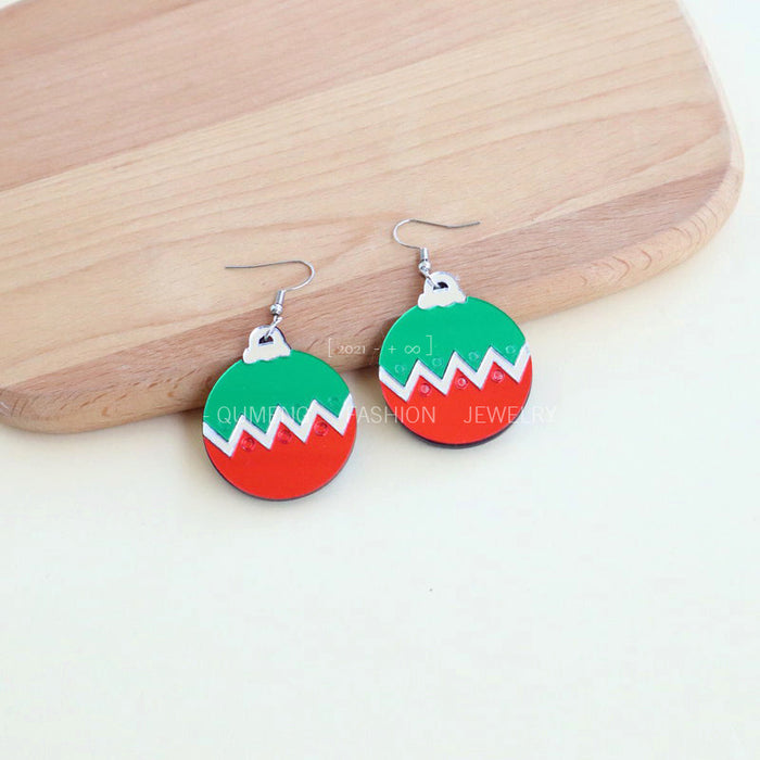 Wholesale Earrings Acrylic Christmas Mirror Red Green Blue Contrast Color Bomb JDC-ES-MOSHU063