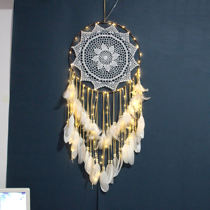 Wholesale Crochet Dream Catcher Feather Wind Chime Ornament Home JDC-DC-CYue011
