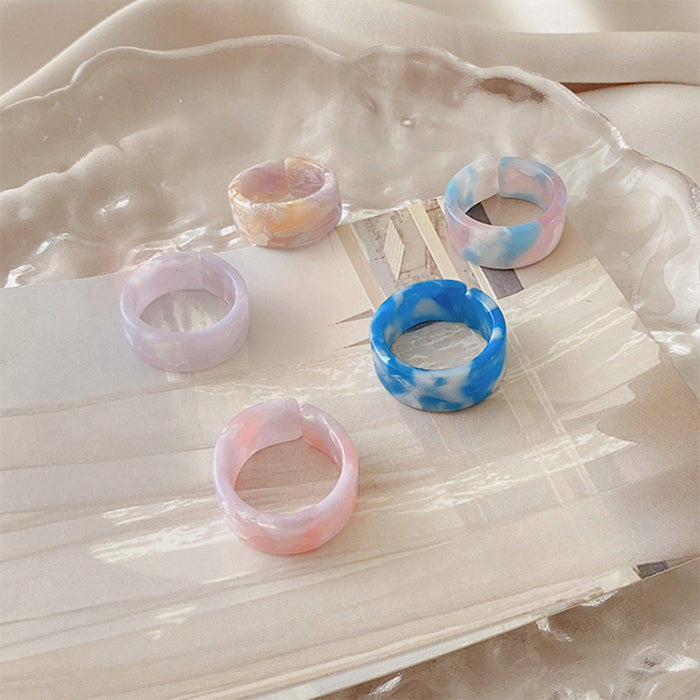 Wholesale Candy Color Acrylic Acetate Sheet Adjustable Ring Set JDC-RS-YinH004