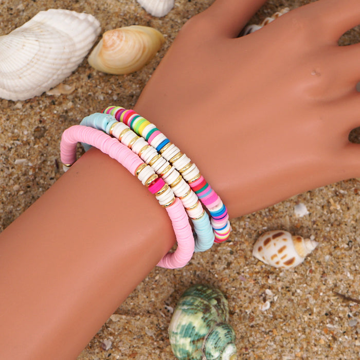 Wholesale Boho Stainless Steel Spacer Bead Bracelet Colorful Ethnic Style Clay bead bracelet  JDC-BT-YuX005