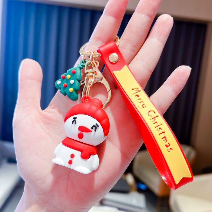 Wholesale Keychain PVC Christmas Snowman Cute Santa Claus Pendant MOQ≥2 JDC-KC-AnG030