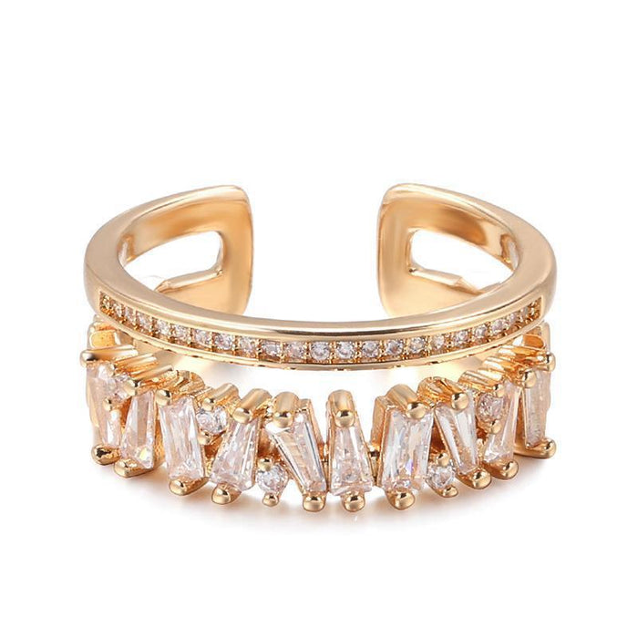 Wholesale Ring Copper Micro Paved Zircon Full Diamond Open Ring JDC-RS-BeiF004